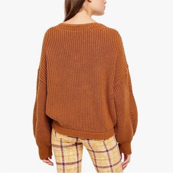 Free people Cozy Brown V-Neck Sweater - Picture 9 of 11